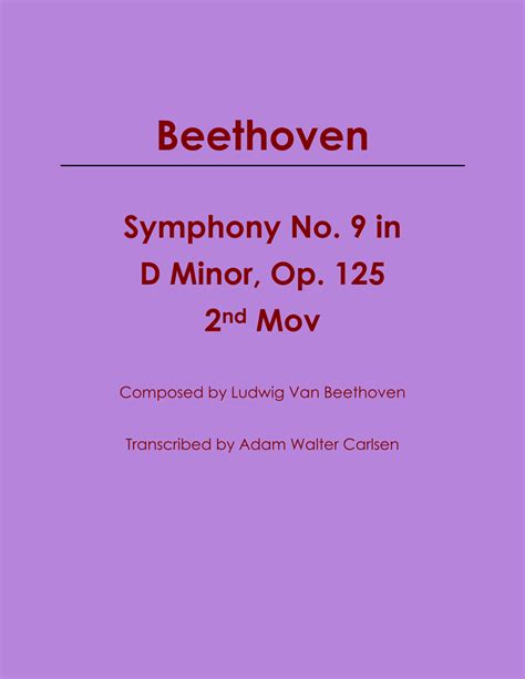 Beethoven Symphony No. 9 Mov. 2 (arr. Adam Walter Carlsen) Sheet Music ...