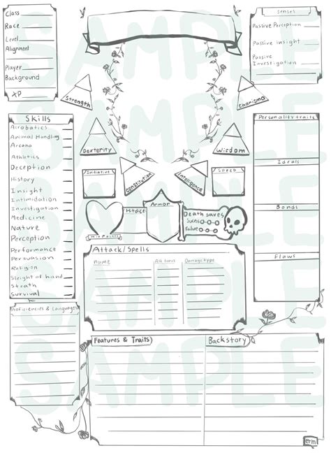 Printable Blank Dnd Character Sheet