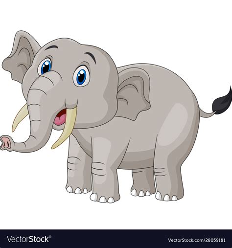 Cute cartoon elephant on white background Vector Image