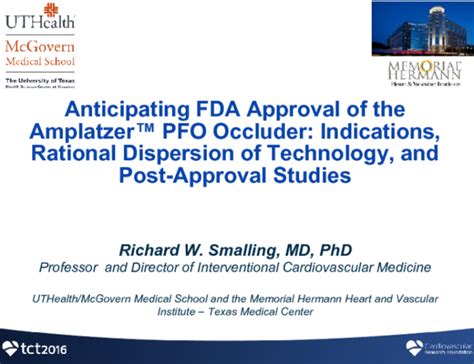 Anticipating FDA approval of the Amplatzer PFO Occluder: Indications, Rational Dispersion of ...