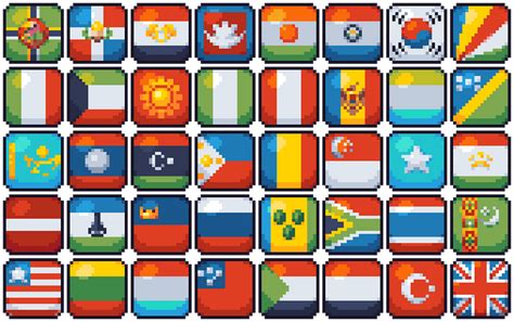 Pixel Art Flags of The World by Reff Pixels