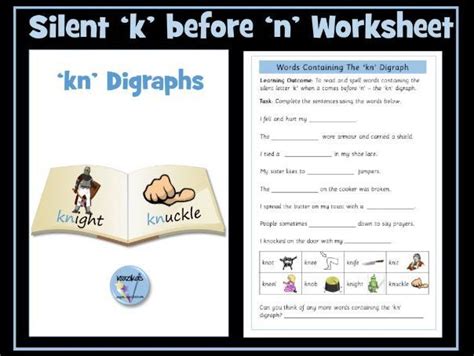 Silent 'k' followed by 'n' (kn) worksheet | Teaching Resources | Teaching resources, Powerpoint ...