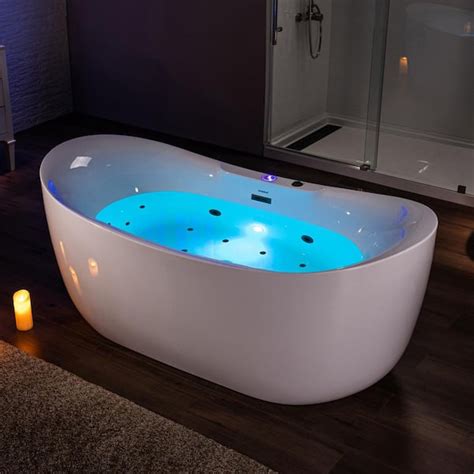 WOODBRIDGE 72 in. x 35 in. Acrylic Freestanding Whirlpool and Air Combination Heated Bathtub w ...