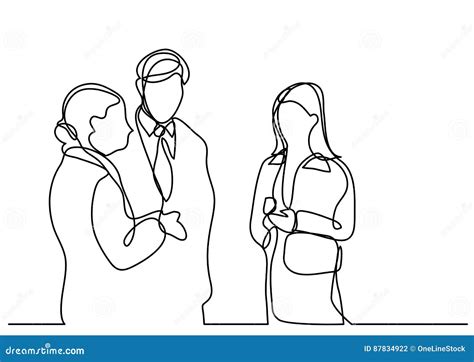 Continuous Line Drawing of Business People Talking Stock Vector ...