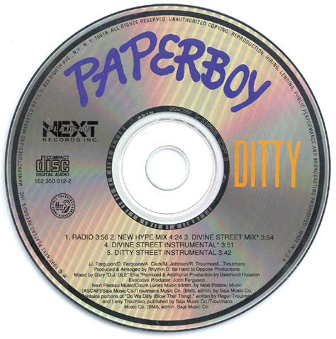 Paperboy - Ditty (1992, CD) | Discogs