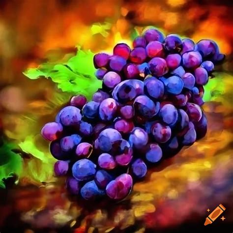 Artistic display of purple grapes on Craiyon