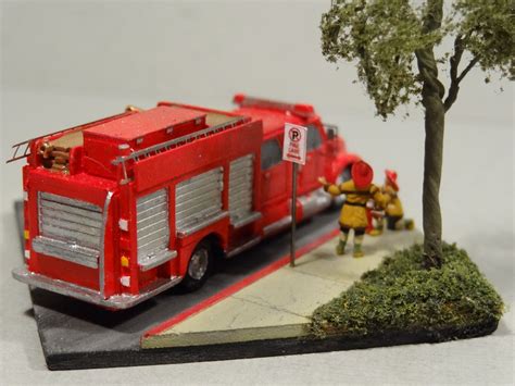 N-Scale Fire Truck Diorama - Rear View: | Model trains, Model train ...