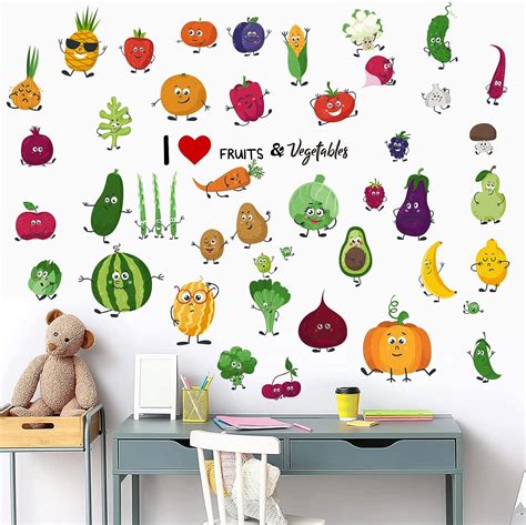 Amazon.com: RUIPBOTE Fruits Vegetables Wall Sticker, Waterproof PVC ...