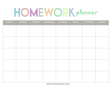 Free Printable: Homework Planner | Homework planner, Homework planner ...