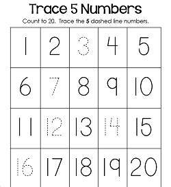 Trace Numbers 1-20 - Kindergarten Number Worksheets