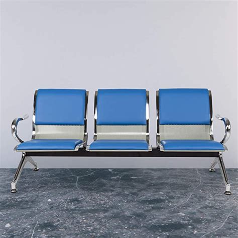 Amazon.com: Lobby Bench Seating Waiting Room Chairs with Arms 3-Seat PU Leather Reception Area ...