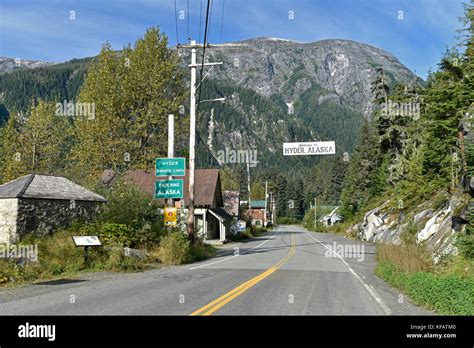 Hyder, Alaska, USA, International Border, Border, Canada Stock Photo ...