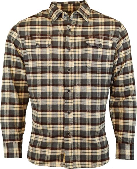 Amazon.com: Jachs Men’s 9oz Cotton Flannel Brawny Flannel Shirt Button Down (Medium, Cream/Grey ...