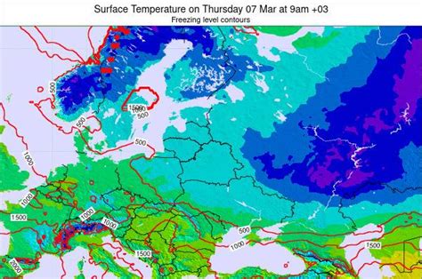 Estonia Surface Temperature on Thursday 18 Mar at 9pm MSK