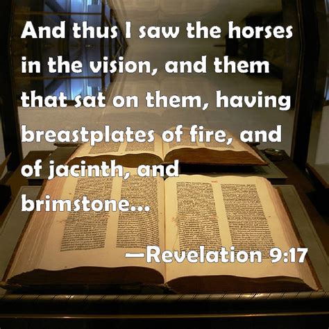 Revelation 9:17 And thus I saw the horses in the vision, and them that ...