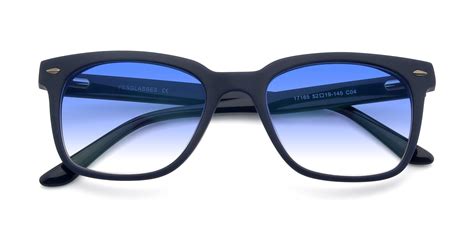 Deep Blue Geek-Chic Square Full-Rim Gradient Sunglasses with Blue Sunwear Lenses - 17165