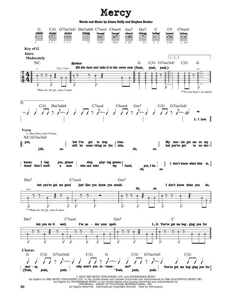 Mercy by Duffy - Guitar Lead Sheet - Guitar Instructor