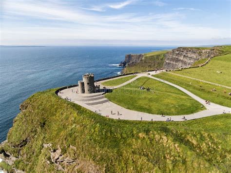 World Famous Birds Eye Aerial Drone View of the Cliffs of Moher in County Clare, Ireland. Stock ...