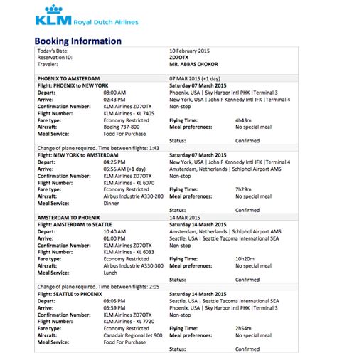 Sample Flight Reservation or Flight Itinerary for Visa Application ...