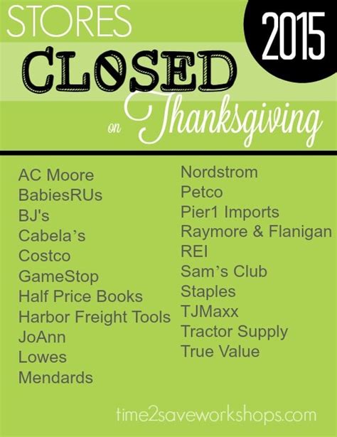 Stores Closed Thanksgiving Day 2015 - Kasey Trenum