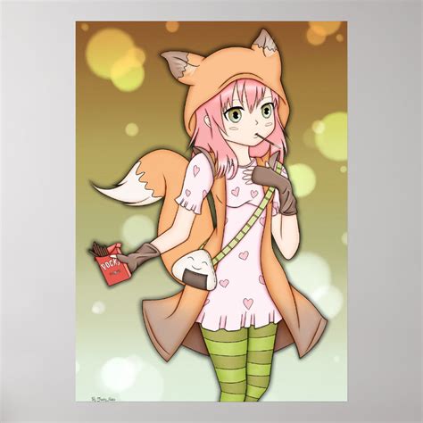 Anime Girl in Fox Cosplay Poster | Zazzle