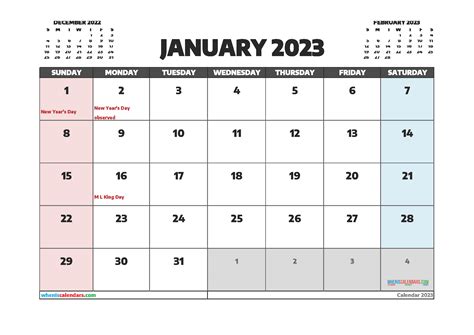 January 2023 Free Printable Calendar | 2023 Calendar