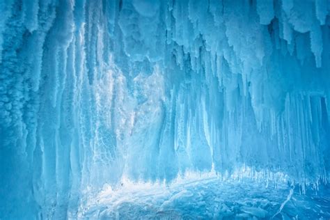 Premium Photo | Inside the blue ice cave at lake baikal, siberia ...