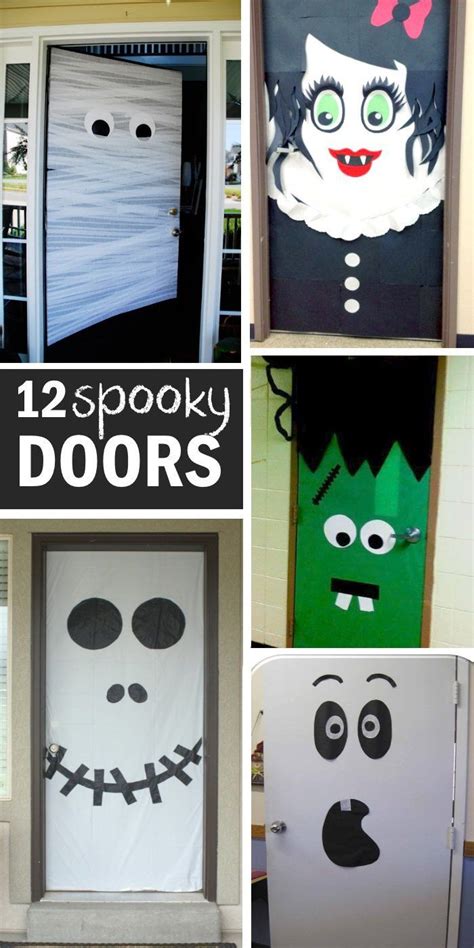 Festive Halloween door ideas, what a fun idea for decorating for Trick or Treat night! Moldes ...