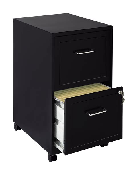 CommClad 2 Drawer Mobile Filing Cabinet Black