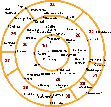 Tarifzonenplan des VVS Stuttgart