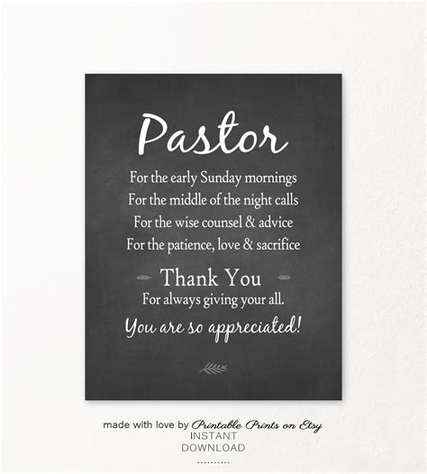 PASTOR APPRECIATION Gift for Pastor Thank You Quote - Etsy | Pastor ...