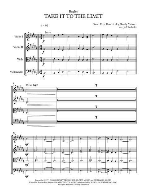 Take It To The Limit (arr. Jeff Perholtz) by Eagles Sheet Music for ...