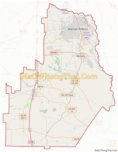 Map of Houston County, Georgia - Địa Ốc Thông Thái