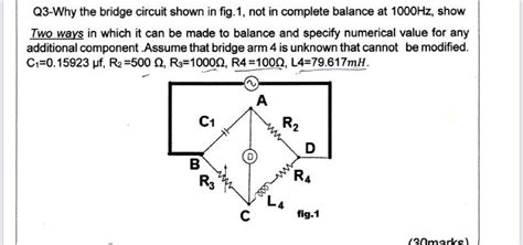 Solved Q3-Why the bridge circuit shown in fig. 1, not in | Chegg.com