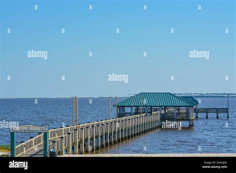 Fishing pier on the Mississippi Gulf Coast. Biloxi, Gulf of Mexico ...