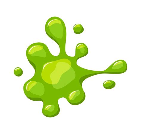 Green slime splashes. Goo blob puddle dripping mucus.Vector cartoon ...