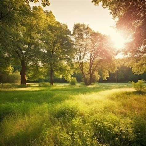 Premium AI Image | Beautiful Warm Summer Widescreen Natural Landscape