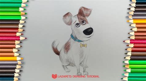 How to draw a cartoon dog | Max secret life of pets | Cartoon dog ...