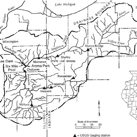 Drainage basin of the Kankakee River in Illinois and Indiana | Download Scientific Diagram