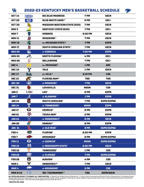 Uk Basketball Schedule 2023 Printable - PELAJARAN