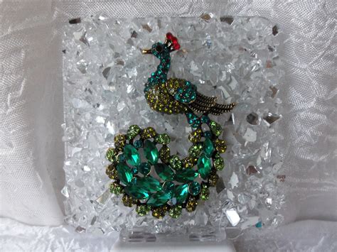 Peacock Night Light, Night Light, Nightlight, Peacock, Crushed Glass, Rhinestone Peacock - Etsy