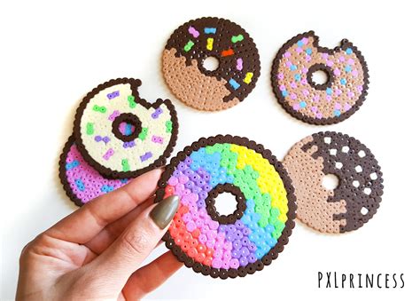 Donut Pixel Art Coaster Doughnut Hama Perler Beads Coasters - Etsy UK