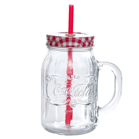 Gibson Coca-Cola Country Classic 4-Piece Clear Glass Mason Jar with Lid and Straw Set-985100624M ...