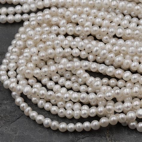 Genuine White Freshwater Pearl 4mm Round Beads Shimmery - Etsy