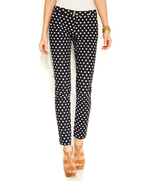 Lyst - Michael Kors Michael Skinny Polka-Dot Pants in Blue