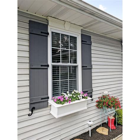 14-Inch W Lifetime Vinyl, Standard Four Board Joined, Board-n-Batten Shutters, w/Installation ...