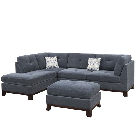 Gray Chenille Sectional Sofa | Baci Living Room