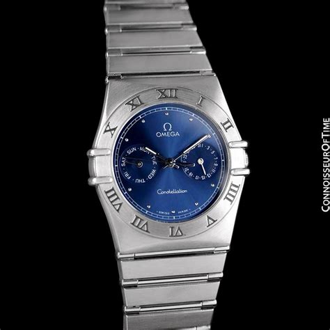 Omega Constellation Mens 35mm Day-Date Quartz Watch, Royal Blue Dial - - Connoisseur of Time