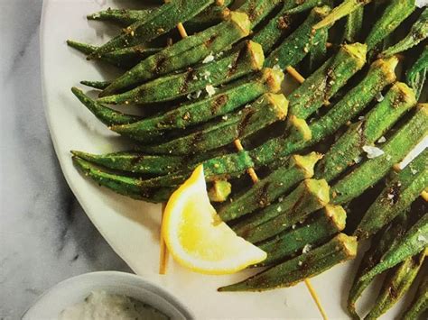 Spicy Grilled Okra With Lemon Yogurt Dipping Sauce | Geaux Ask Alice!