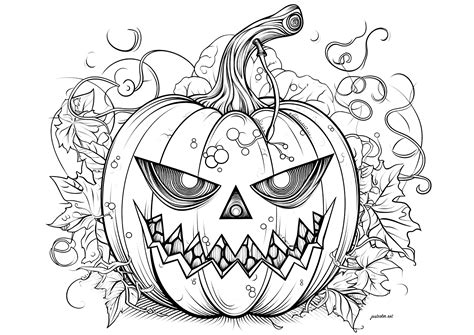 Spooky Halloween pumpkin - Halloween Adult Coloring Pages - Page ...